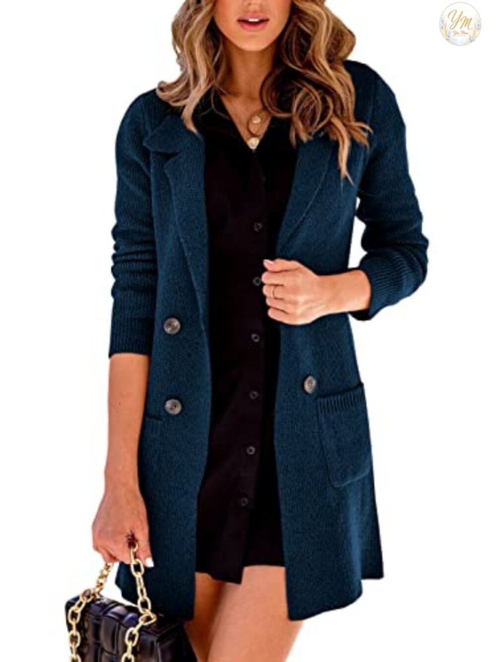 Open Front Lapel Collar Cardigan Button Down Long Sweater Duster Coat